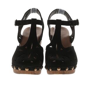 Eric Michael Black Suede Cutout Clog Sandals with Stud Accents
